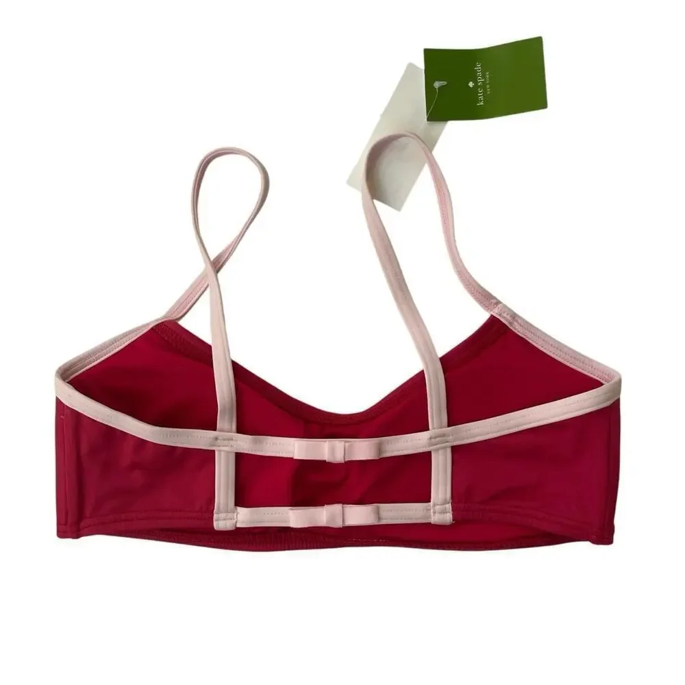 Kate Spade Bikini Top Padded Rose Pink Bows Details Sz XS Preppy Coquette - Picture 5 of 11